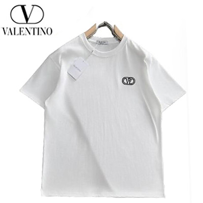 VALENTINO-04295 발렌티노 블랙 V 로고 아플리케 장식 티셔츠 남성용