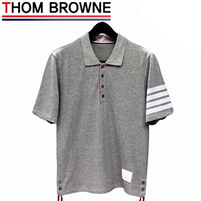 THOM BROWNE-05052 톰 브라운 네이비 스트라이프 장식 폴로 티셔츠 남성용