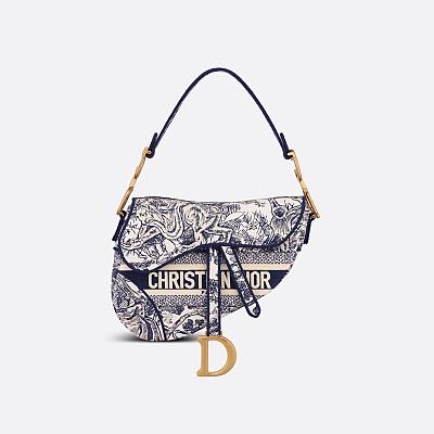 [스페셜오더]DIOR-디올 블루 Oblique 자수 Saddle 백 25cm