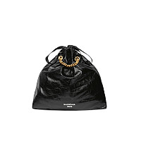 BALENCIAGA-742942 발렌시아가 블랙 CRUSH 스몰 퀼티드 토트백 24cm