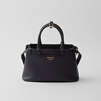 PRADA-1BA417 프라다 블랙 더블 벨트 미디엄 핸드백 35cm