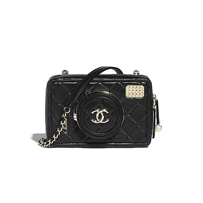 CHANEL-AS4817 샤넬 24SS 화이트 램스킨 카메라 백 16cm