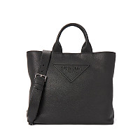 PRADA-2VD056 프라다 블랙 엠보싱 로고 플랩 숄더백 22cm