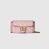 GUCCI-783141 구찌 페일 블루/브라운 GG 수퍼 미니 숄더백 16.5cm