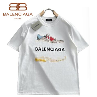 BALENCIAGA-05278 발렌시아가 블랙 프린트 장식 티셔츠 남여공용