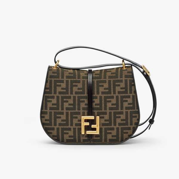 FENDI-8BT366 펜디 브라운 FF 자카드 커몬 미디엄 사첼 백 25cm