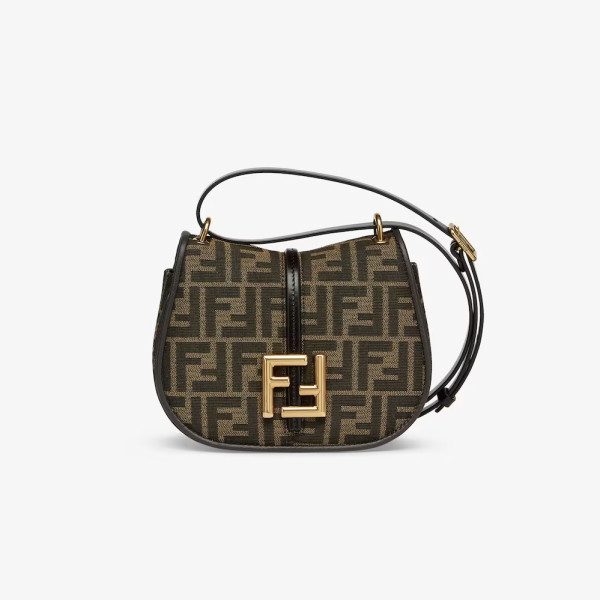 FENDI-8BS082 펜디 브라운 FF 자카드 커몬 스몰 사첼 백 21cm