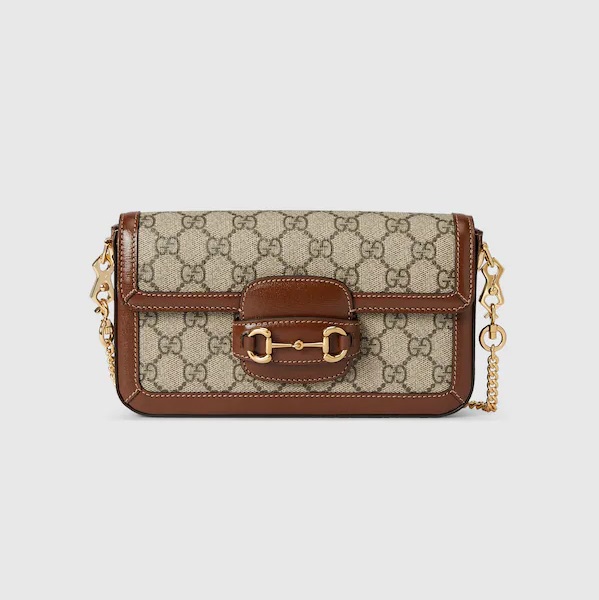 GUCCI-‎752002 구찌 베이지/에보니 GG 홀스빗 1955 미니백 21.5cm