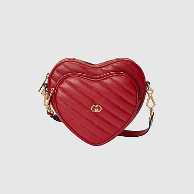 GUCCI-‎751628 구찌 블랙 인터로킹 G 미니 하트 숄더백 20cm