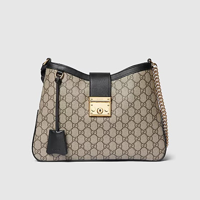 GUCCI-‎795113 구찌 베이지/에보니 블랙 패들락 GG 미디엄 숄더백 32.5cm