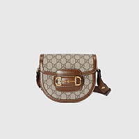 GUCCI-‎760191 구찌 브라운레더 홀스빗 1955 라운드 미니 숄더백 18cm