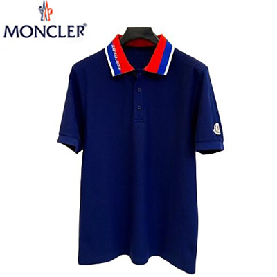 MONCLER-06229 몽클레어 블루 코튼 폴로 티셔츠 남성용