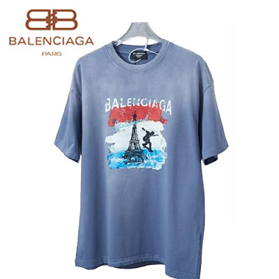 BALENCIAGA-062316 발렌시아가 그레이 프린트 장식 워싱 빈티지 티셔츠 남여공용