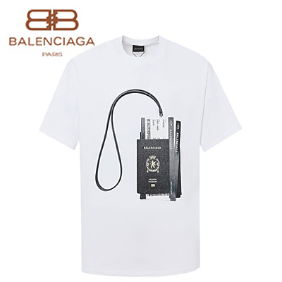 BALENCIAGA-06228 발렌시아가 블랙 패스포트 홀더 프린트 장식 티셔츠 남여공용