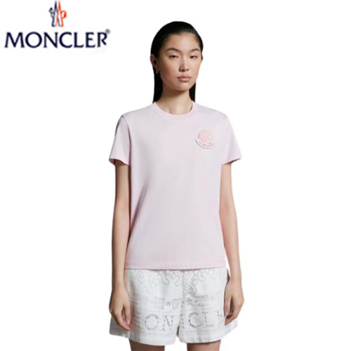 MONCLER-06283 몽클레어 핑크 로고 아플리케 장식 티셔츠 여성용