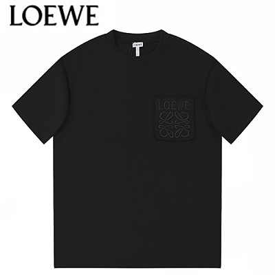 LOEWE-07027 로에베 네이비 로고 아플리케 장식 티셔츠 남여공용