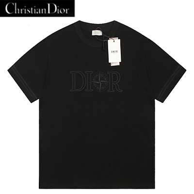 DIOR-07027 디올 베이지 아플리케 장식 티셔츠 남여공용