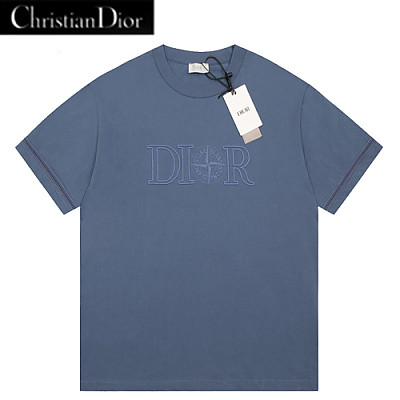 DIOR-07027 디올 베이지 아플리케 장식 티셔츠 남여공용