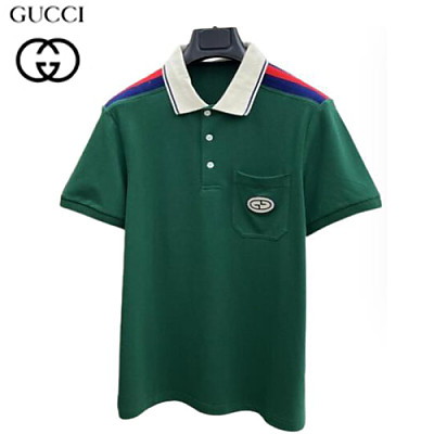 GUCCI-07036 구찌 블랙 Web 스트라이프 장식 폴로 티셔츠 남성용