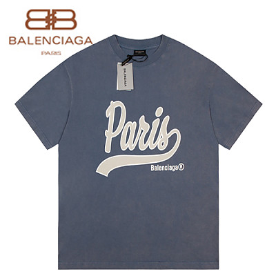 BALENCIAGA-07181 발렌시아가 블루 프린트 장식 티셔츠 남여공용