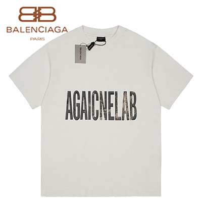 BALENCIAGA-07243 발렌시아가 화이트 프린트 장식 티셔츠 남여공용