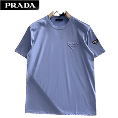 PRADA-07213 프라다 블루 트라이앵글 로고 티셔츠 남성용