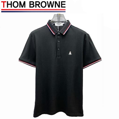 THOM BROWNE-07234 톰 브라운 라이트 블루 스트라이프 장식 폴로 티셔츠 남성용