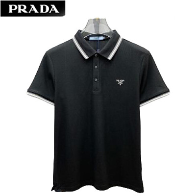 PRADA-07237 프라다 화이트 코튼 폴로 티셔츠 남성용