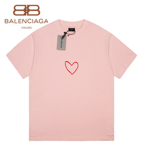 BALENCIAGA-07304 발렌시아가 핑크 프린트 장식 티셔츠 남여공용