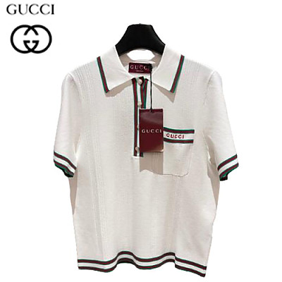 GUCCI-07305 구찌 네이비 스트라이프 장식 폴로 트셔츠 여성용