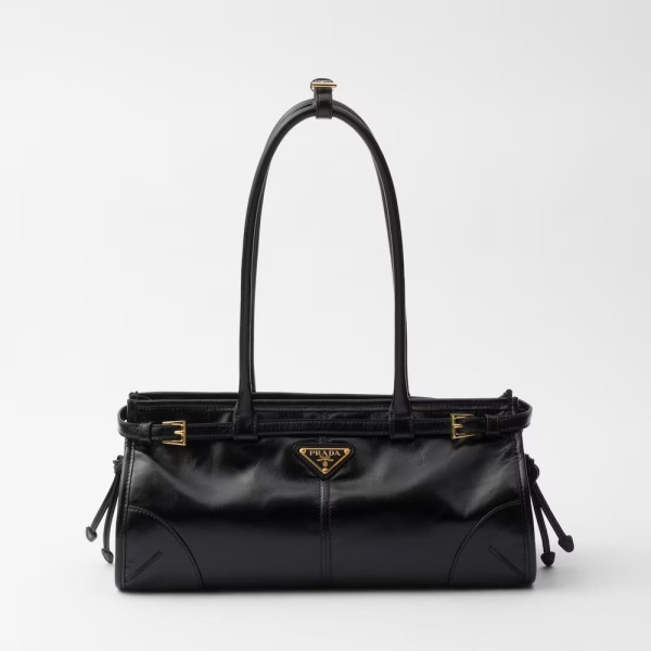 [正品1:1]PRADA-1BA426 프라다 블랙 미디엄 가죽 숄더 핸드백 32cm