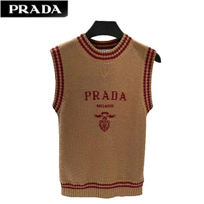 PRADA-082016 프라다 카멜/레드 니트 코튼 스웨터 여성용