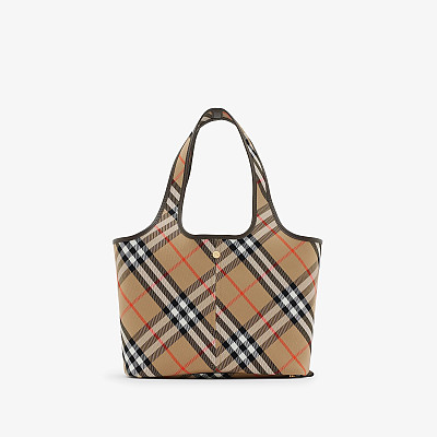 Burberry-버버리 샌드 코튼 체크 스몰 숄더 백 26.5cm - 80946781