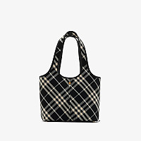 Burberry-버버리 블랙 코튼 체크 스몰 숄더 백 26.5cm - 80946791