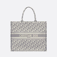 DIOR-M1325 디올 블루 Oblique 자수 Book Tote 스몰 토드백 26.5cm