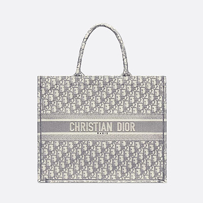 DIOR-디올 파우더 베이지 매크로까나쥬 카프스킨 Book Tote 미니 백 21.5cm - S5573OWHP_M51U