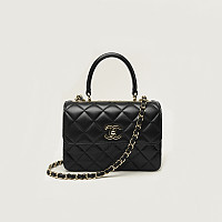 CHANEL-A92236 샤넬 블랙 램스킨 스몰 트렌디 CC 플랩 탑 핸들백 25cm