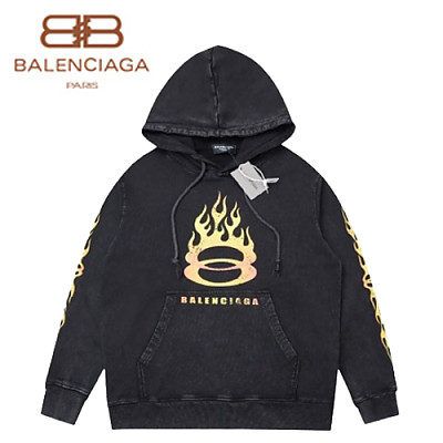 BALENCIAGA-090915 발렌시아가 블랙 프린트 장식 워싱 후드 티셔츠 남성용