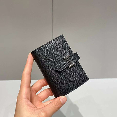 HERMES-에르메스 에토프/골드 앱송 베안 미니 카드 홀더 10.5cm