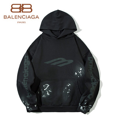 BALENCIAGA-09255 발렌시아가 블랙 프린트 장식 후드 티셔츠 남여공용