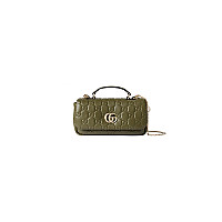 GUCCI-806017 6207 구찌 레드 패딩 퀼티드 레더 GG 밀라노 미니 탑 핸들백