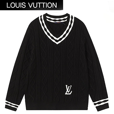 LOUIS VUITTON-120411 루이비통 화이트 니트 코튼 V 넥 스웨터 남여공용