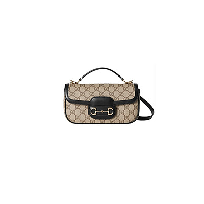 GUCCI-815206 1000 구찌 블랙 가죽 구찌 홀스빗 1955 스몰 탑 핸들백