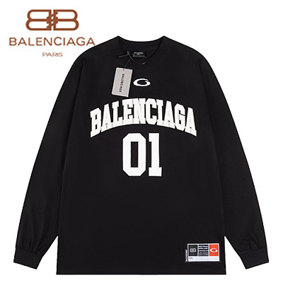 BALENCIAGA-12172 발렌시아가 화이트 프린트 장식 긴팔 티셔츠 남여공용