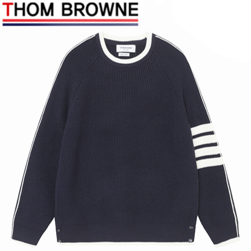 THOM BROWNE-122415 톰 브라운 네이비 스트라이프 장식 스웨터 남여공용