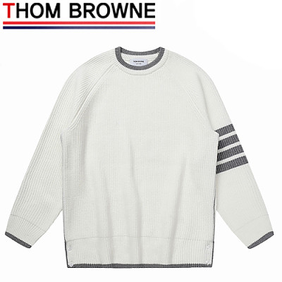 THOM BROWNE-12249 톰 브라운 그레이 스트라이프 장식 스웨터 남여공용