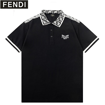 FENDI-040112 펜디 화이트 FF 스트라이프 장식 폴로 티셔츠 남성용