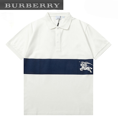 BURBERRY-04013 버버리 블랙/화이트 코튼 폴로 티셔츠 남성용