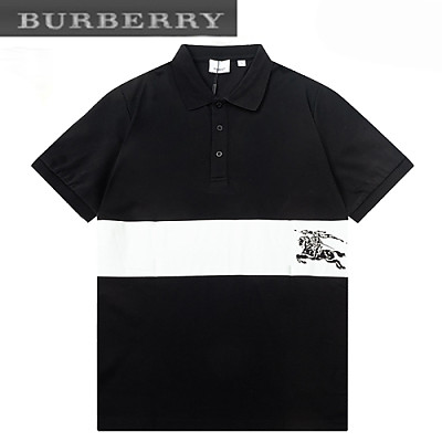 BURBERRY-04011 버버리 화이트/네이비 코튼 폴로 티셔츠 남성용