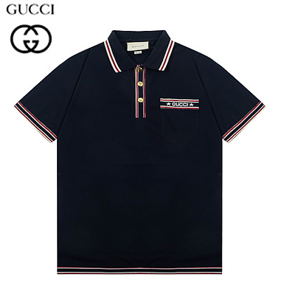 GUCCI-04014 구찌 화이트 스트라이프 장식 폴로 티셔츠 남성용